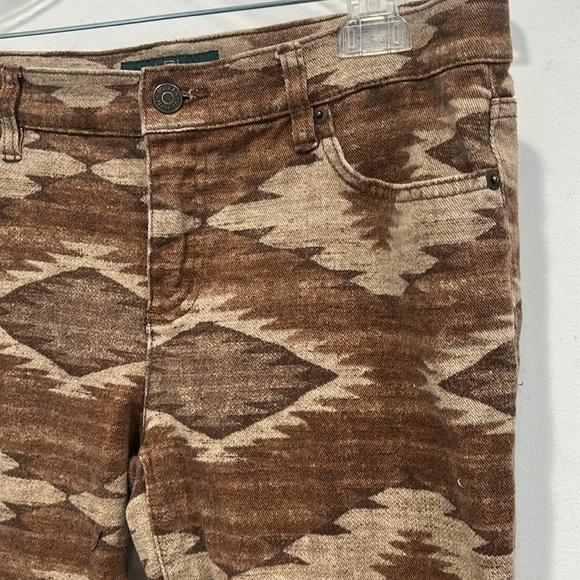 Ralph Lauren Brown Patterned bohemian brown Aztec Skinny Pants women’s 8 - Picture 2 of 5
